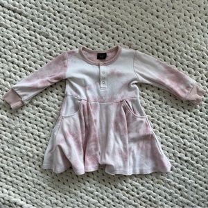 Little Bipsy girls pink tie dye long sleeve knit dress 2-3T